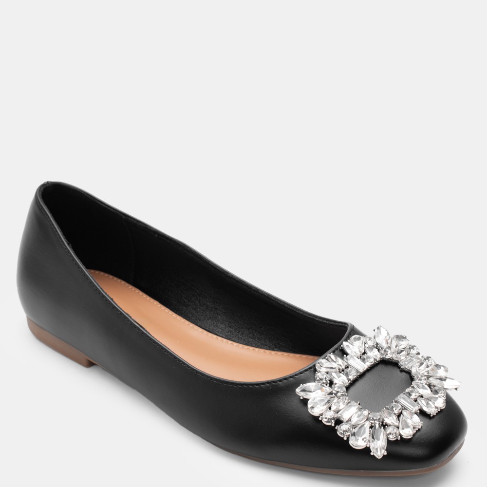 Μπαλαρίνες με διακοσμητική τόκα από πέτρες Black Luigi