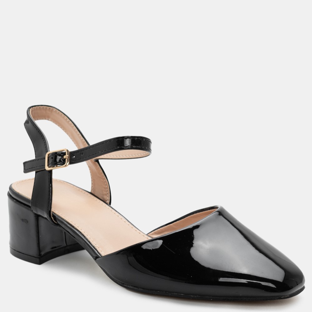 Γοβάκια Open Heel με μπαρέτα Poti Pati Black Luigi