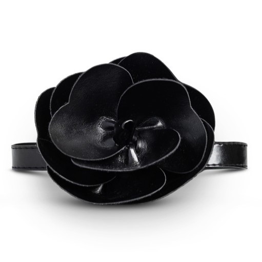 Chocker with flower in leather look Black Access