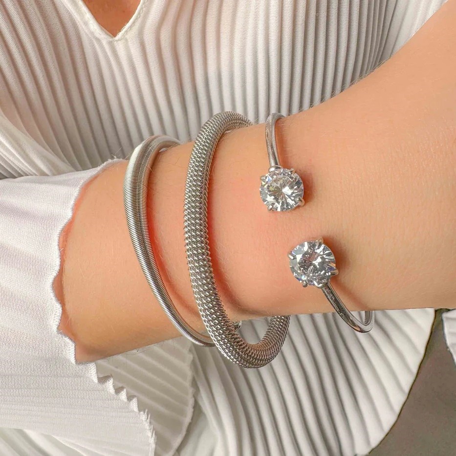 Handcuff bracelet Steel Wire Silver Elephantina