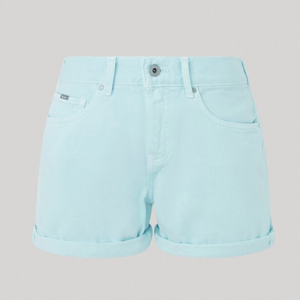 Σορτς Straight Denim High Waist Aqua Blue Pepe Jeans