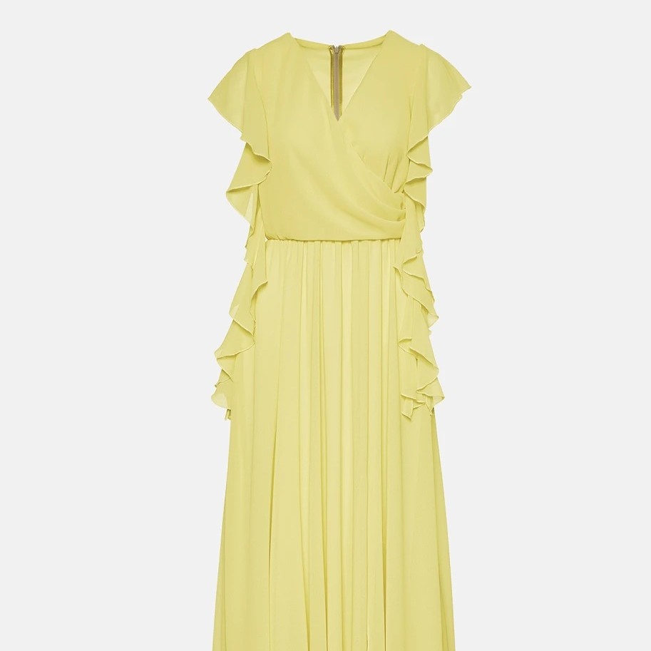 Φόρεμα Maxi με βολάν Yellow Lynne