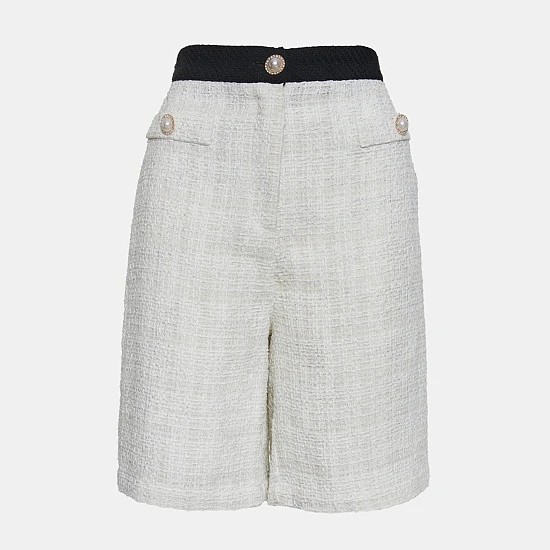 Tweed shorts with decorative pearls Off White Lynne