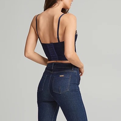 Μπούστο ντένιμ  με διακοσμητική αλυσίδα μπλε Lynne