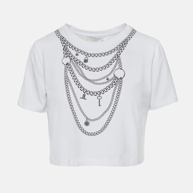 Μπλούζα με κοντό μανίκι κρόπ με τύπωμα white Lynne