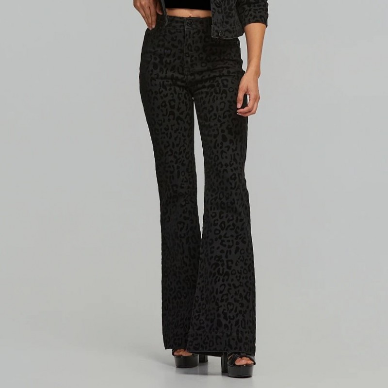 Παντελόνι τζίν με λεοπάρ print Black Lynne