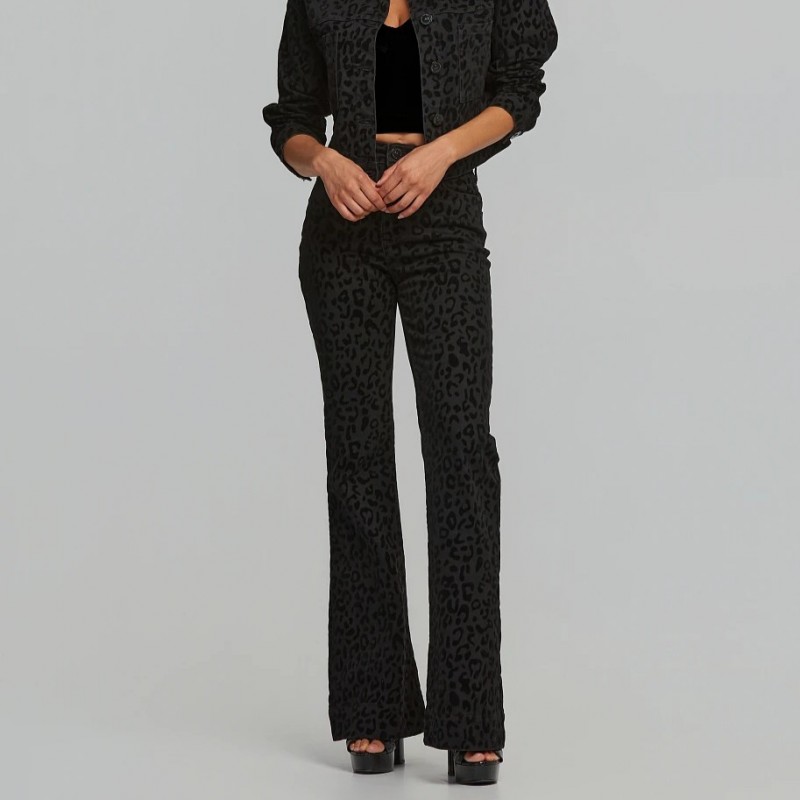 Παντελόνι τζίν με λεοπάρ print Black Lynne