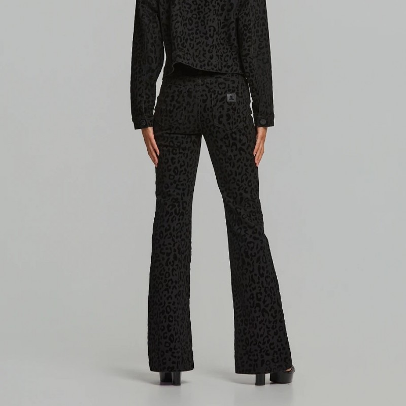 Παντελόνι τζίν με λεοπάρ print Black Lynne