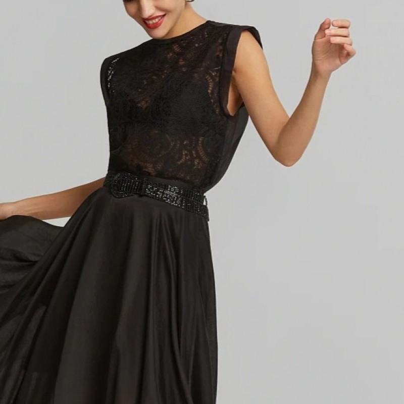 Μπλούζα αμάνικη από δαντέλα Black Lynne