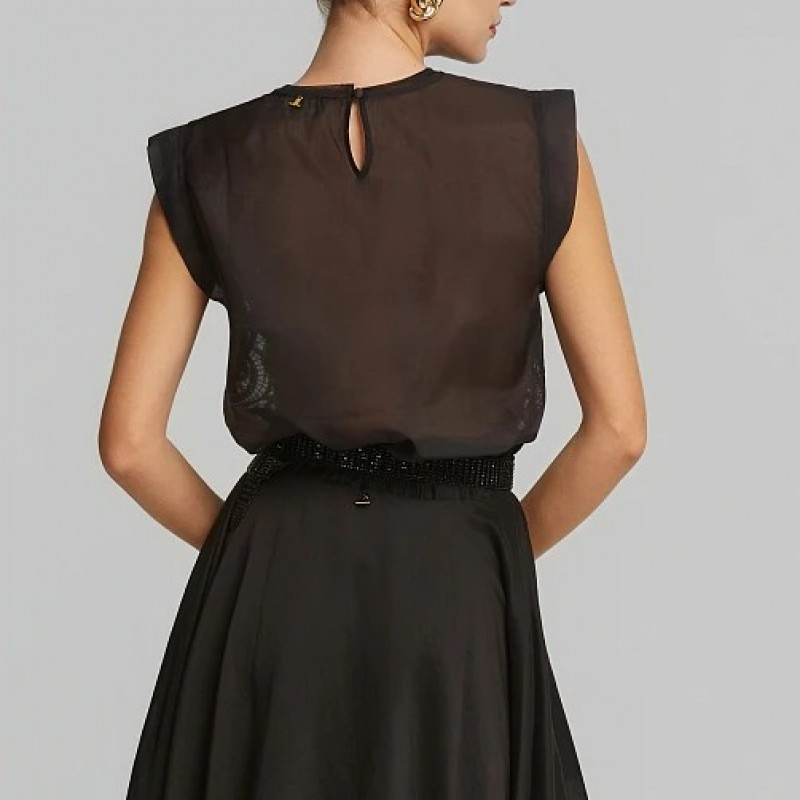 Μπλούζα αμάνικη από δαντέλα Black Lynne