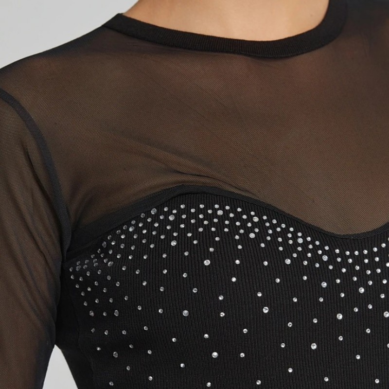 Φόρεμα μίνι εφαρμοστό με διαφάνεια Black Lynne