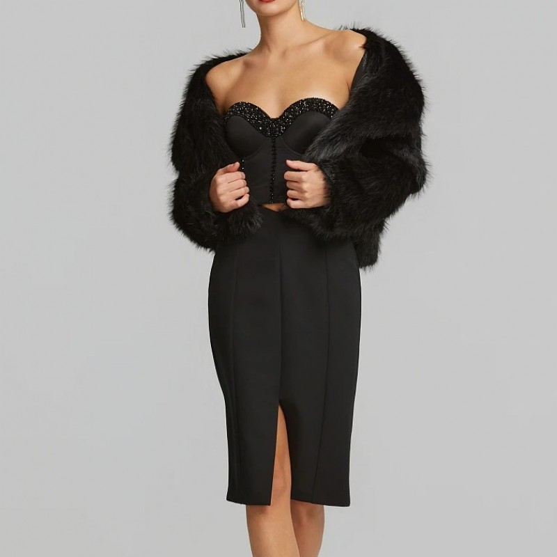 Short faux fur in mink look Black Lynne