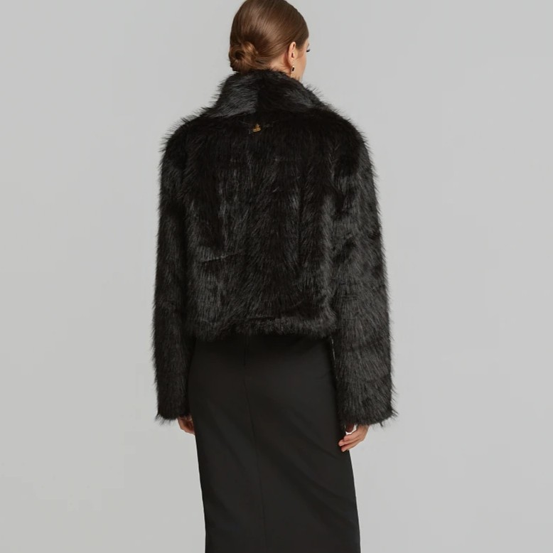 Γούνα κοντή faux σε mink όψη Black Lynne