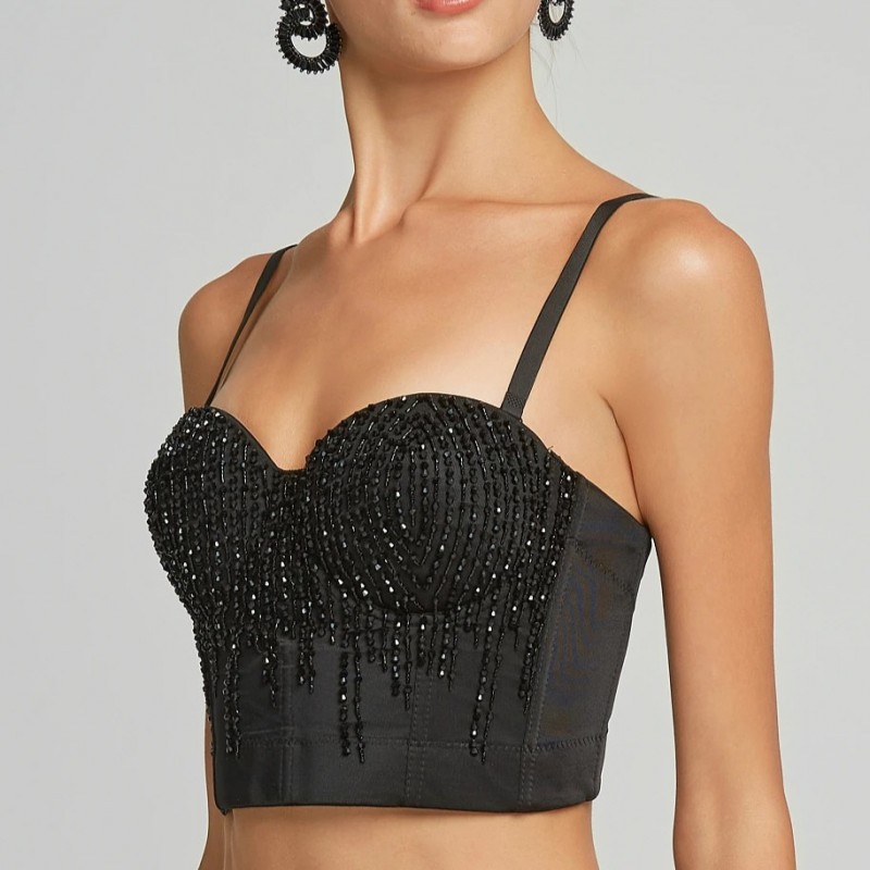 Bustier beaded emboidered black Lynne