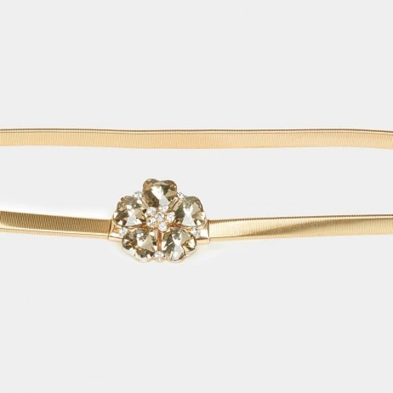 Ζώνη με αγκράφα λουλούδι σε χρυσή όψη Lynne