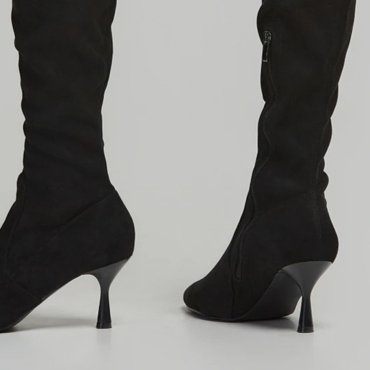 Μπότες πάνω από το γόνατο με σουέτ όψη Black Lynne