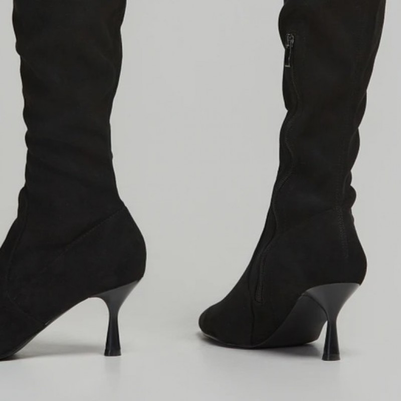 Μπότες πάνω από το γόνατο με σουέτ όψη Black Lynne