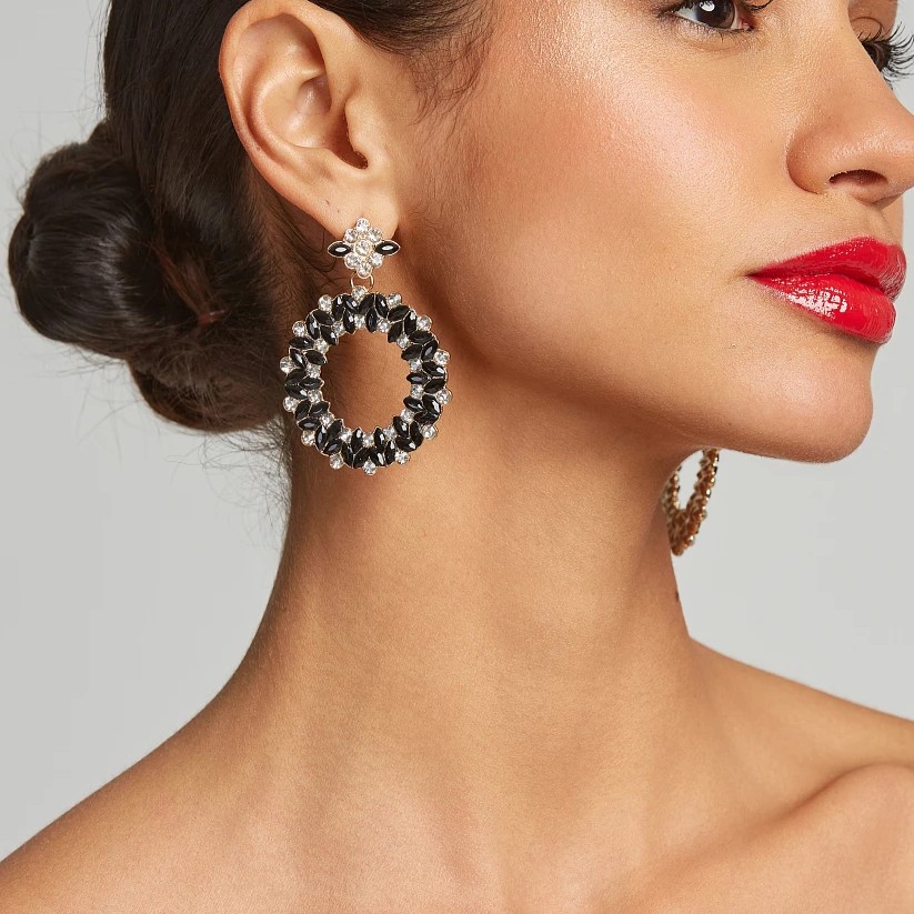 Σκουλαρίκια κρίκοι κρεμαστά gold Lynne