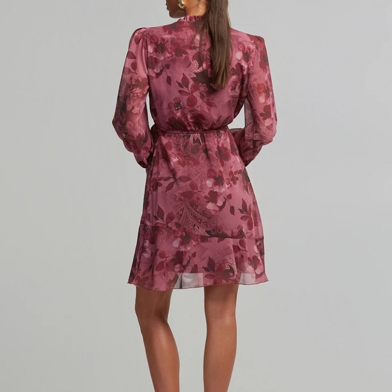 Φόρεμα μίνι κρουαζέ με βολάν Lynne