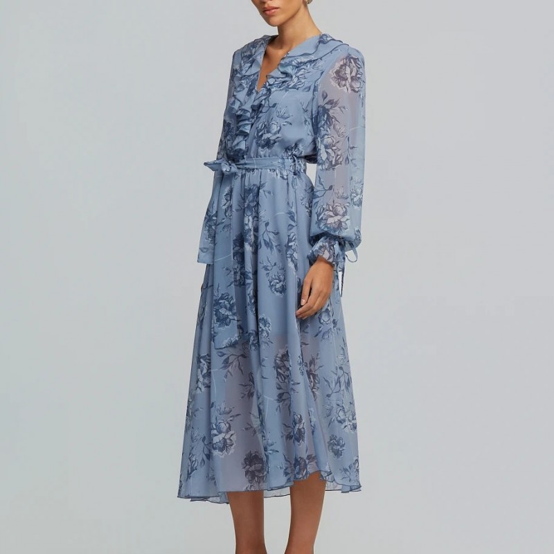 Dress midi printed with ruffles Ciel Lynne
