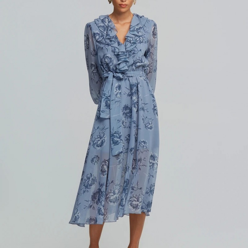 Dress midi printed with ruffles Ciel Lynne