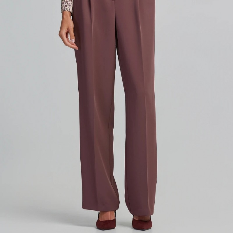 Pants high-waisted crepe Brown Lynne