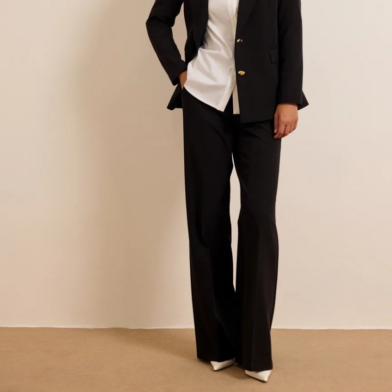 Παντελόνα ψηλόμεση με τσάκιση Velia Black Enzzo