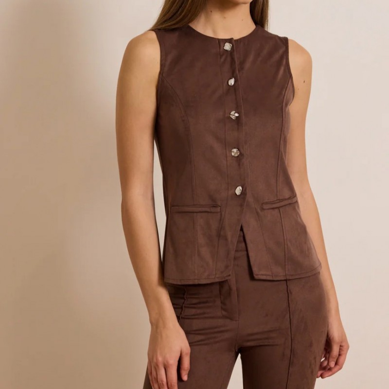 Γιλέκο με ασημένια κουμπιά Liana Brown Enzzo