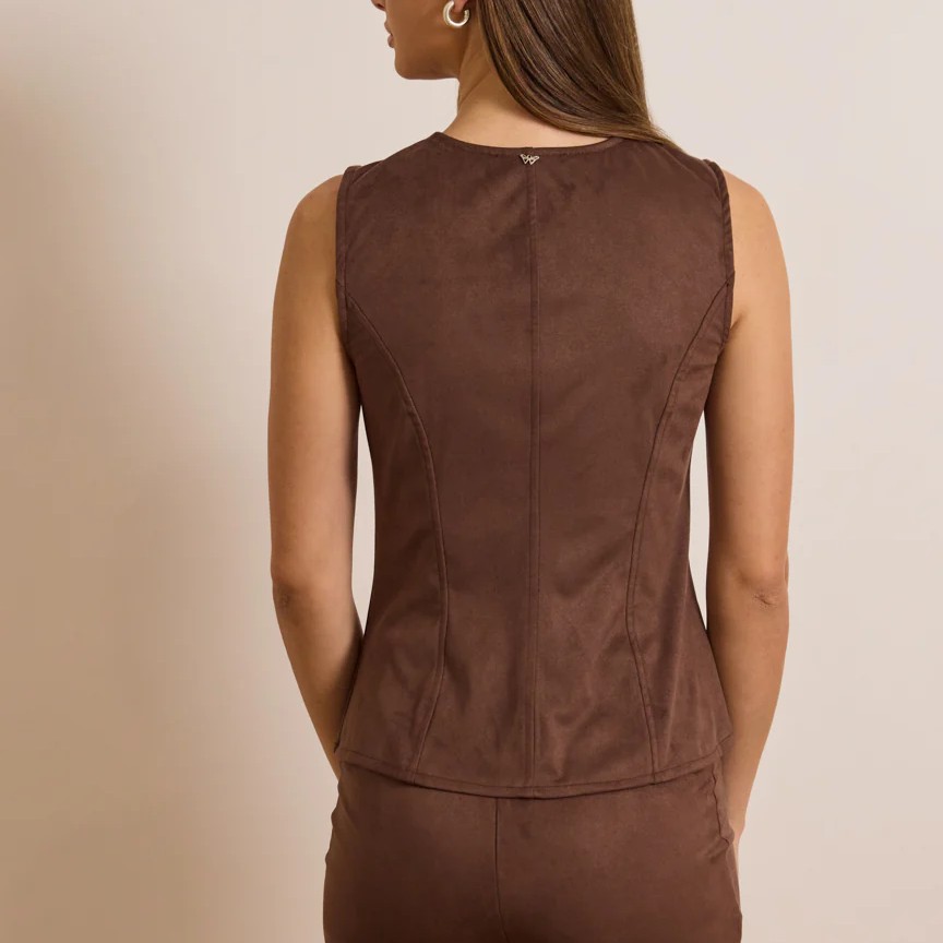 Γιλέκο με ασημένια κουμπιά Liana Brown Enzzo