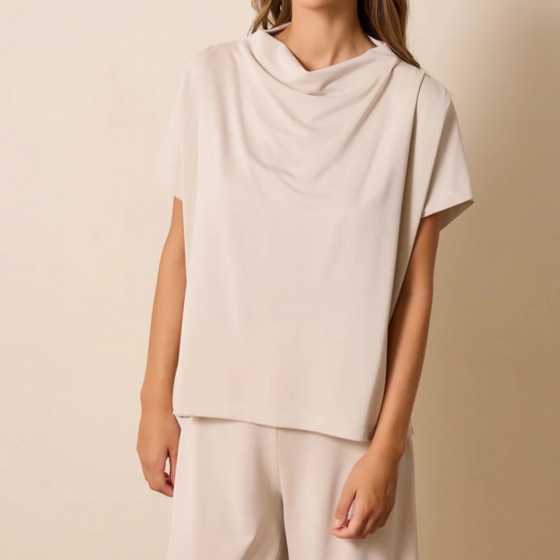 Blouse short sleeved Aramina Beige Enzzo