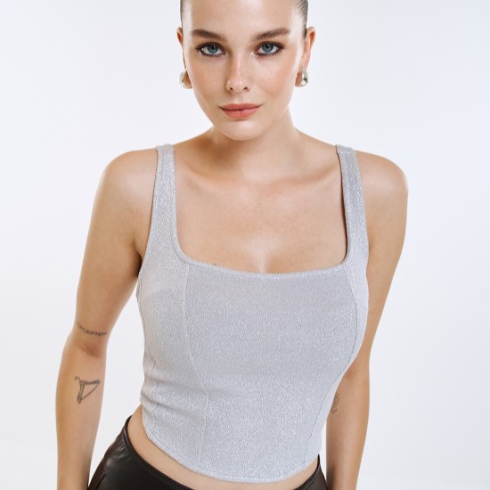 Τοπ μπούστο μεταλλιζέ Silver Access