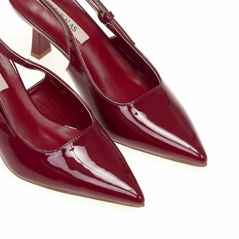 Patent leather pointed mules Bordeaux Tsoukalas