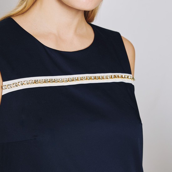 Φόρεμα μίνι με κεντήματα στρας blue Access