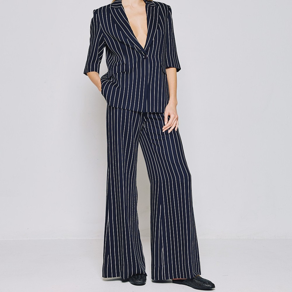 Παντελόνα καμπάνα ριγέ Blue Access