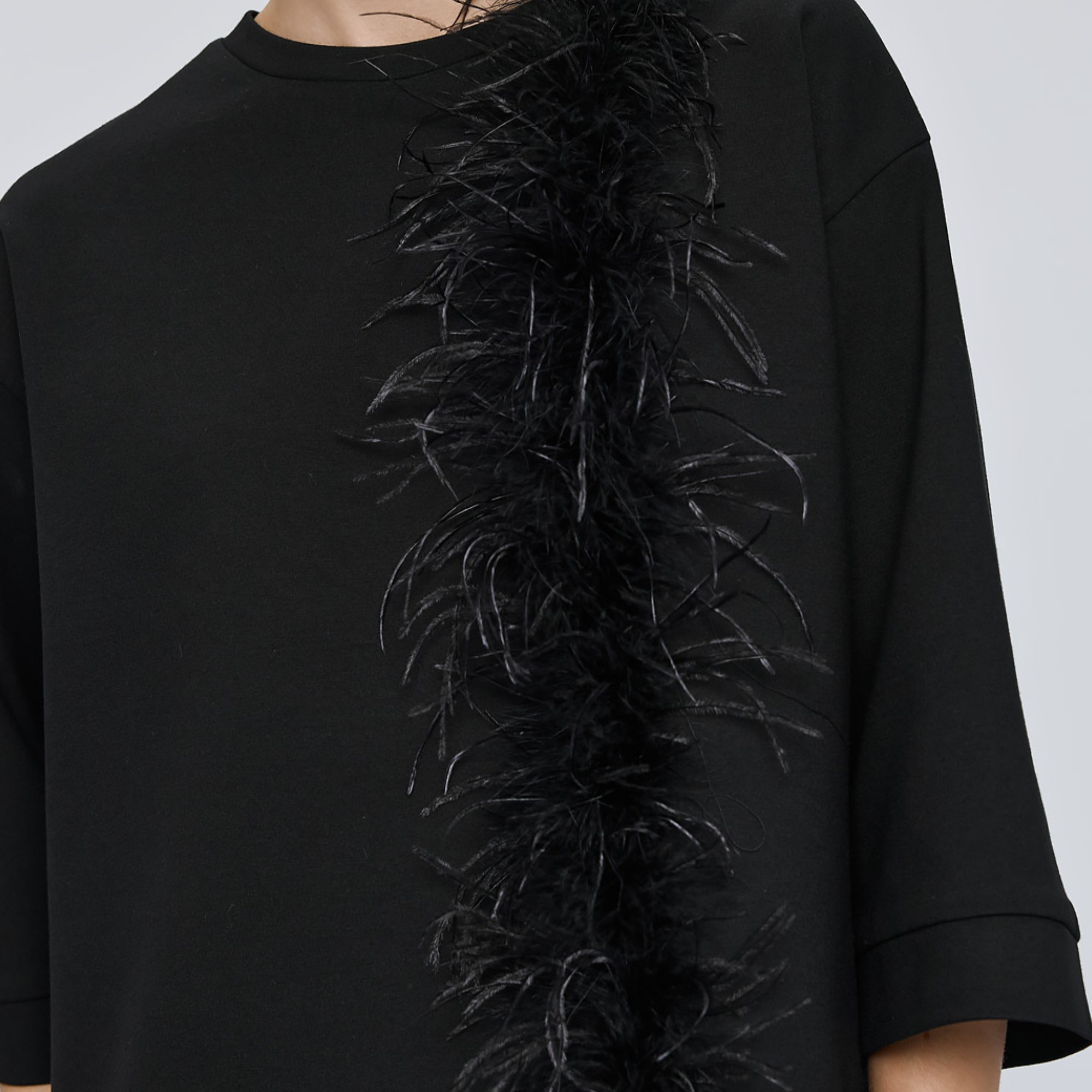 Μπλούζα με φαρδιά μανίκια με πούπουλα Black Access