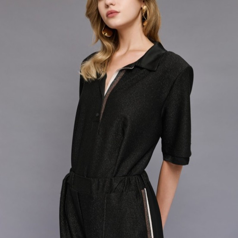 Blouse lurex short-sleeved black Access