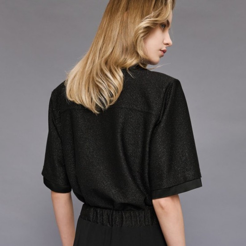 Blouse lurex short-sleeved black Access