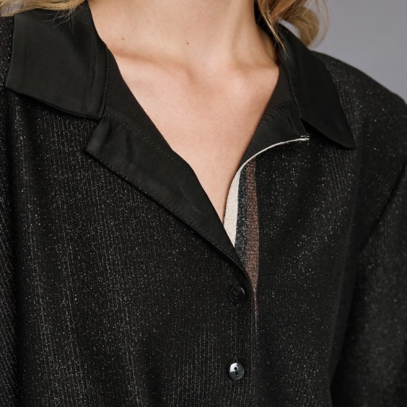 Blouse lurex short-sleeved black Access