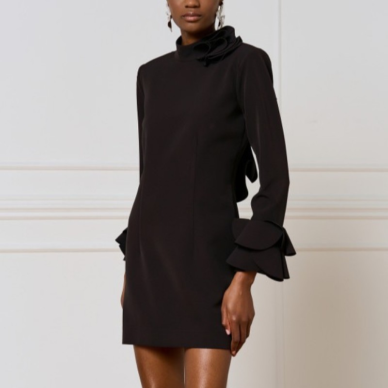 Dress mini with ruffles on sleeves Black Access