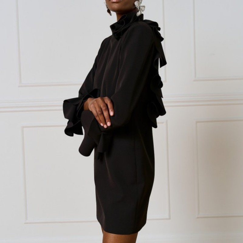 Dress mini with ruffles on sleeves Black Access