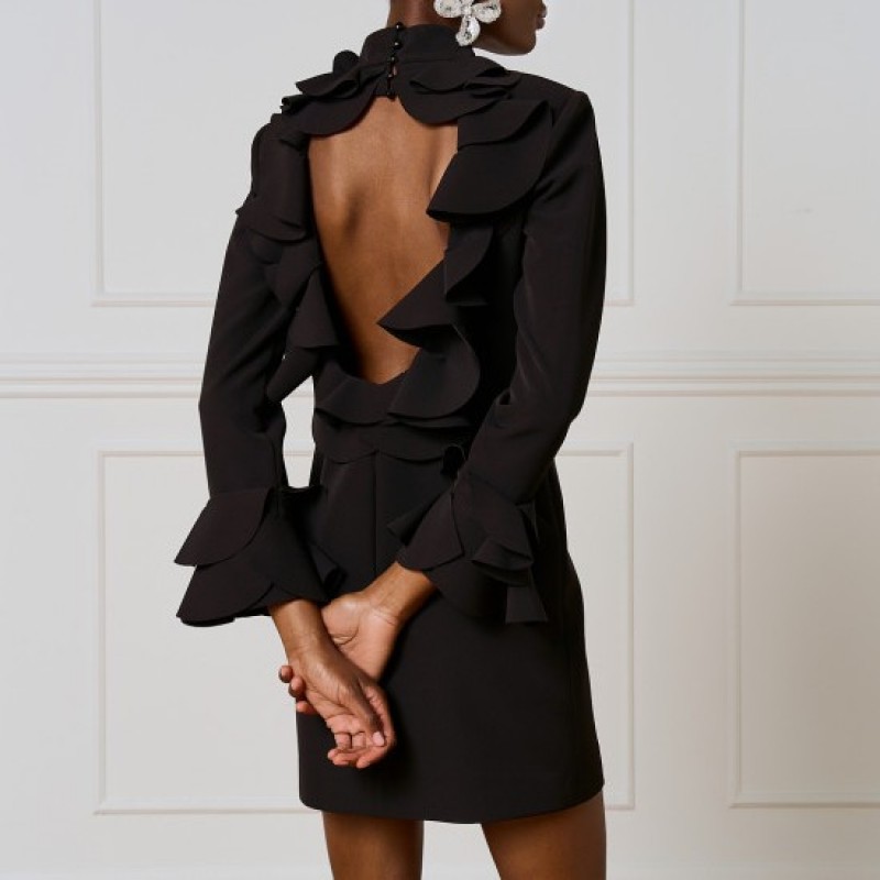 Dress mini with ruffles on sleeves Black Access