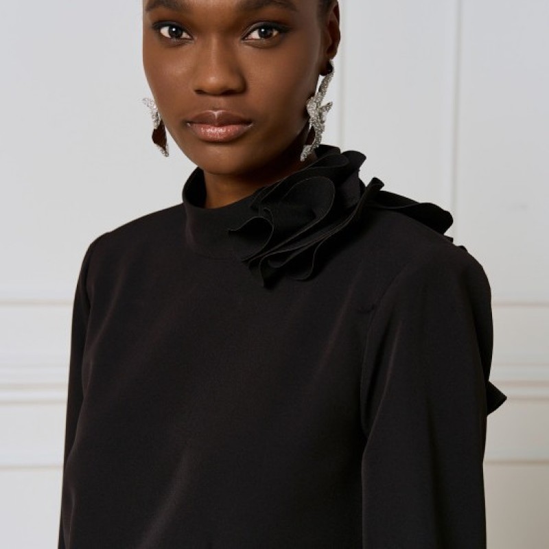 Dress mini with ruffles on sleeves Black Access