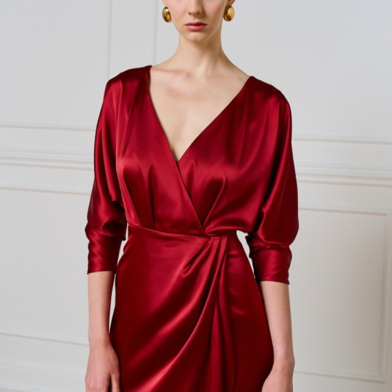 Dress satin wrap bordeaux Access