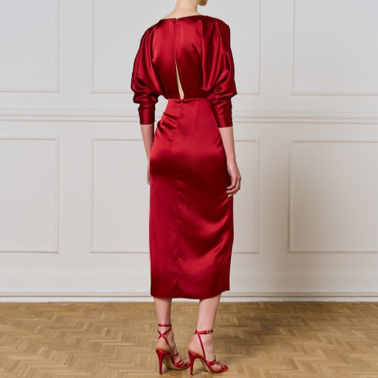 Φόρεμα σατέν κρουαζέ bordeaux Access