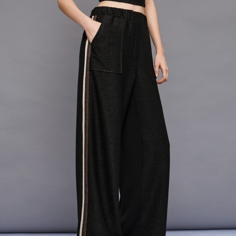Pants with elastic and side band black Access