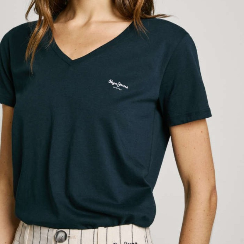 T-shirt Macy v-neck blue Pepe jeans