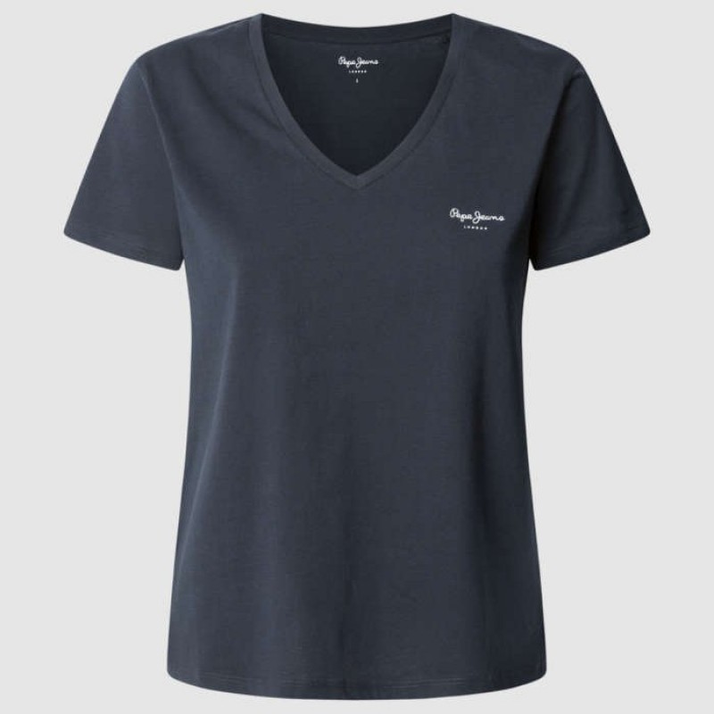 T-shirt Macy v-neck blue Pepe jeans