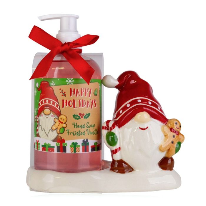 Hand soap Gnome in decorative ceramic holder 
