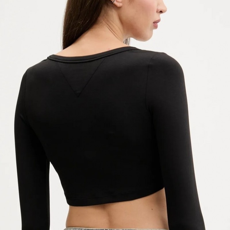 Blouse long sleeved crp linear Black Tommy jeans