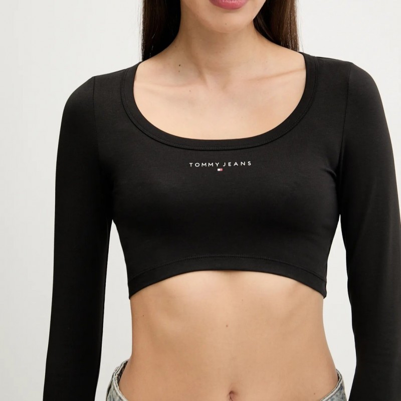 Blouse long sleeved crp linear Black Tommy jeans